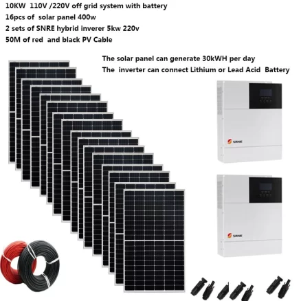 Solar Panel Kit Complete With Battery 10KW 10000W 220v 120V PV Panel 400w All in One Hybrid Inverter Growatt On Off Grid System 4