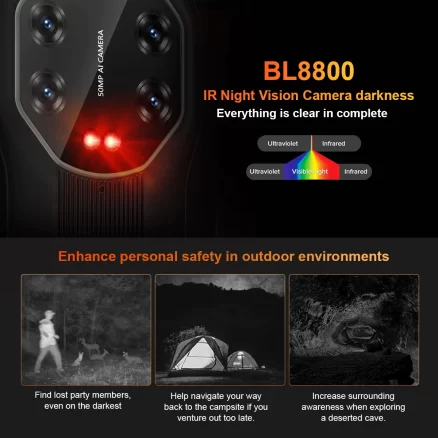 Blackview BL8800 Night Vision & BL8800 Pro 5G Rugged Phone Thermal Imaging Camera FLIR® Smartphone 6.58" 8GB+128GB Cell Phone 2