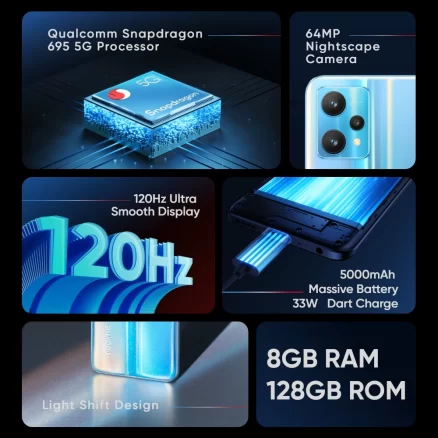 Global version realme 9 pro 5G Mobile phone 8GB RAM 128GB ROM smartphone 6.6inch FHD+ Display 120Hz Qualcomm Snapdragon 695 5G 5