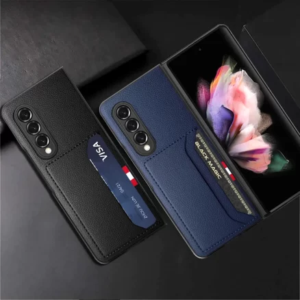 Non-Slip Matte Leather Skin Cover Case for Samsung Galaxy Z Fold 3 4 Fold3 Fold4 5G Zfold4 Fold2 Fold 2 Shockproof Phone Coque 5