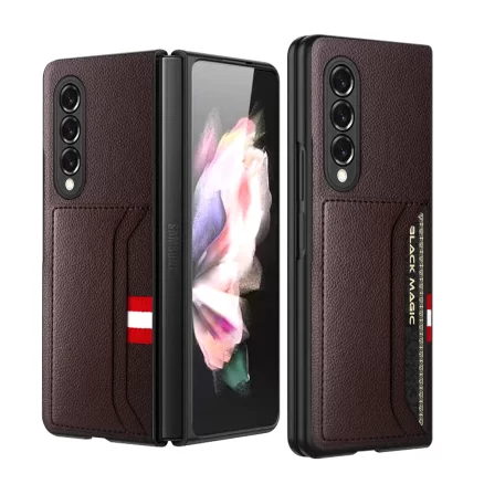 Non-Slip Matte Leather Skin Cover Case for Samsung Galaxy Z Fold 3 4 Fold3 Fold4 5G Zfold4 Fold2 Fold 2 Shockproof Phone Coque 6