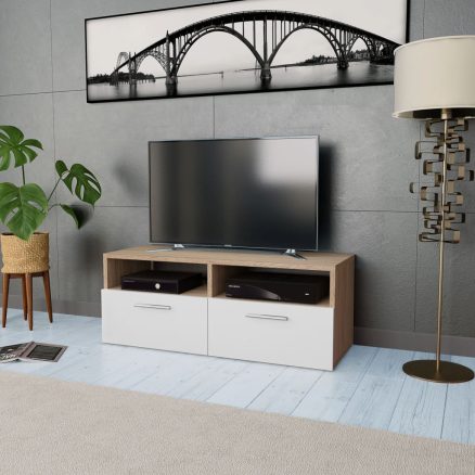 Tv Cabinet Chipboard 95x35x36 Cm Oak And White