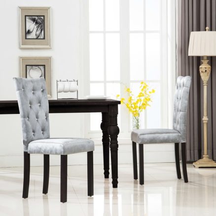 Dining Chairs 2 Pcs Silver Velvet