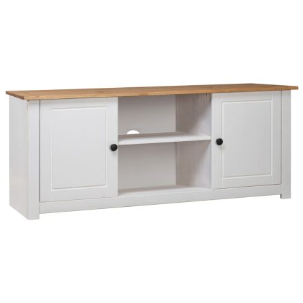 Tv Cabinet White 120x40x50 Cm Solid Pine Wood Panama Range