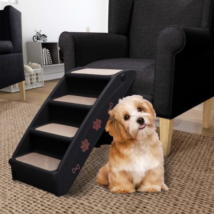 Folding Dog Stairs Black 62x40x49.5 Cm 1