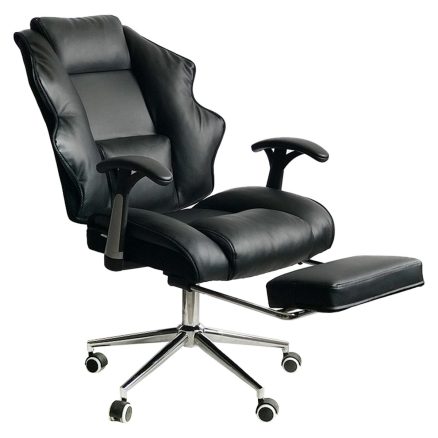 Faux Leather High Back Reclining Executive Office Chair w/ Stool Black