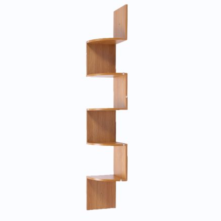 Sarantino Corner Wall Shelf Display Storage Shelves - Beech 1