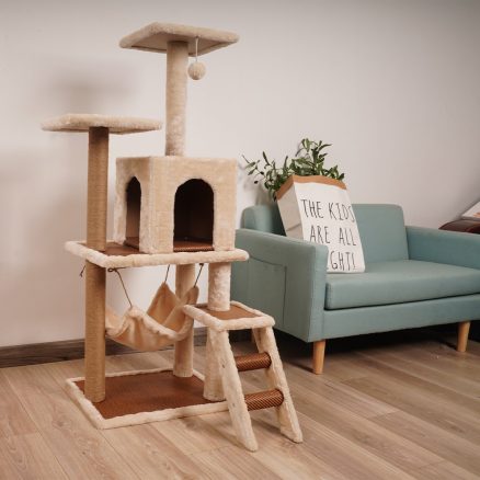 Furtastic 125cm Cat Tree Scratching Post - Beige 1