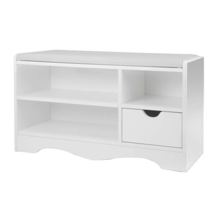 Shoe Rack Cabinet Organiser White Cushion - 80 x 30 x 45cm - White 1