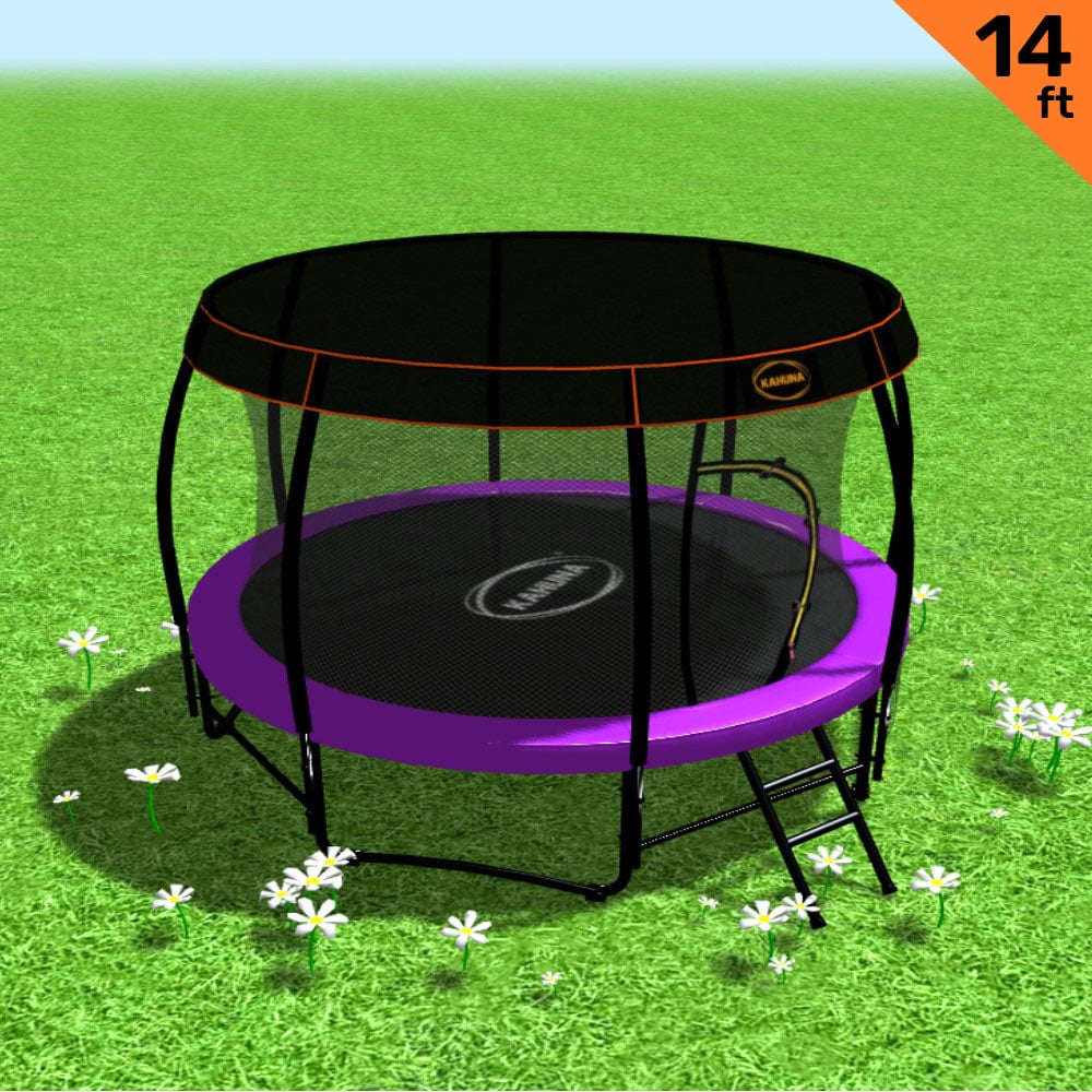 Kahuna Trampoline 14 Ft With Roof - Purple - Dr Techlove