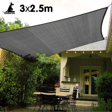 Wallaroo Rectangular Shade Sail 3m x 2.5m - Grey 1