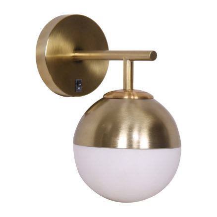 Sarantino Wall Lamp with Gold Metal Base and White Glass Shade 1