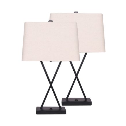 Sarantino Metal Table Lamp Rectangular Shade X Stand 1