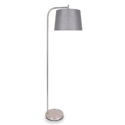 Sarantino Metal Task Floor Lamp Nickel Finish with Grey Fabric Shade 1