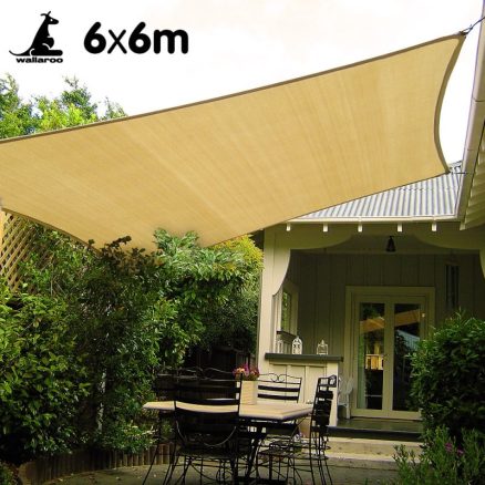 Wallaroo Square Shade Sail 6m x 6m - Sand 1