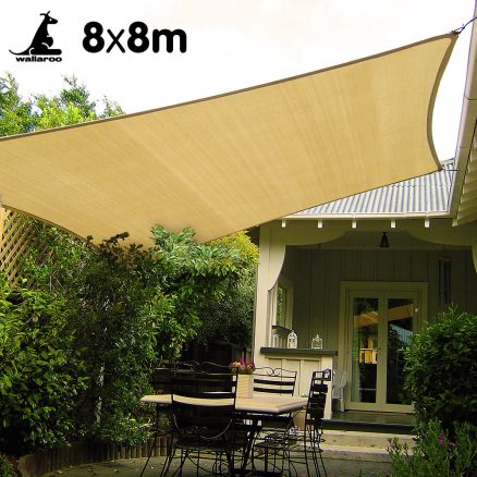 Wallaroo Rectangular Shade Sail 8m x 8m - Sand 1