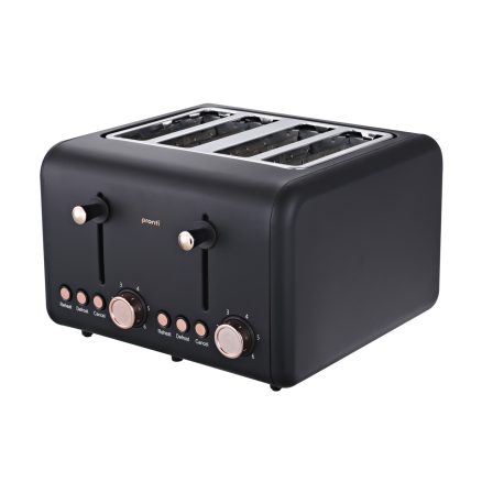 Pronti 4 Slice Toaster Rose Trim Collection - Black 1