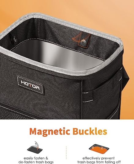 HOTOR Car Trash Can with Lid and Storage Pockets, 100% Leak-Proof Car Organizer, Waterproof Car Garbage Can, Multipurpose Trash Bin for Car - Image 6