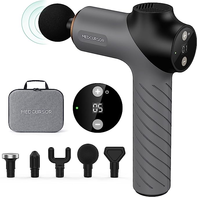 Massage Gun Deep Tissue, Handheld Muscle Massager Gun With LCD Touch Display, Quiet Brushless Motor, Carry Case, Portable Percussion Massage Gun For A