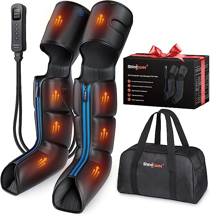 Leg Compression Massager For Circulation And Pain Relief, 3 Heat Levels 3 Modes 3 Intensities, For Legs, Muscle Pain Relief Thigh, Calf & Feet Massage