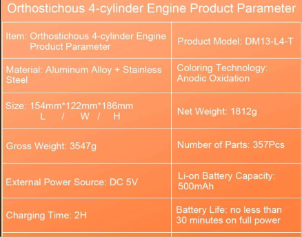 V4 Car Engine Model Full Metal Assembling Four-cylinder Building Kits for Researching Industry Studying/Toy/Gift - Image 11