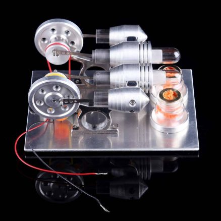 Double Cylinder Stirling Engine Motor Model Educational Toy Electricity Generator Physics Science Experiment Kits 7