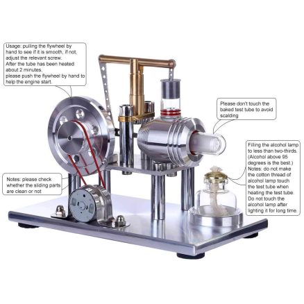 Stirling Engine Kit Hot Air Engine Motor Model Educational Toy Electricity Generator Colorful LED - Image 4