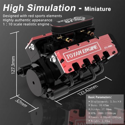 Toyan V8 Nitro Engine FS-V800 RC Engine Model Building Kits 28cc 14