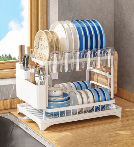 Joybos® Stainless Steel 2-Tier Dish Drying Rack for Kitchen Counter 2