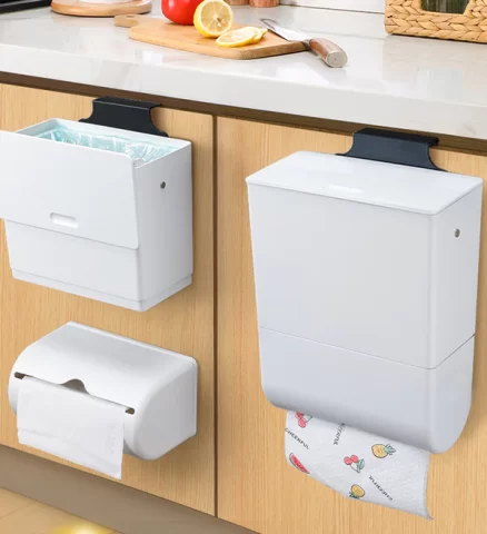 Joybos® Wall-Mounted Counter Trash Can With Tissue Box T22 - White 2