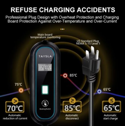 Electric Vehicle EV Charger NEMA 5-15 Plug Level 1 Charging Cable for TYPE 1 J1772 Electric Cars Indoor Outdoor Use 4