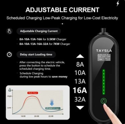 Electric Car Charger Type 2 32A 16A Charger Type 1 EV Charger Portable Electric Vehicle Charging Cable GBT for Tesla BYD 3