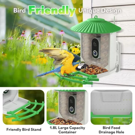 App Remote View Smart Ai Identify Bird Motion Detection 1.8L Birds Feeder Camera Wifi Outdoor Ip65 Night Vision Gift For Friend 3