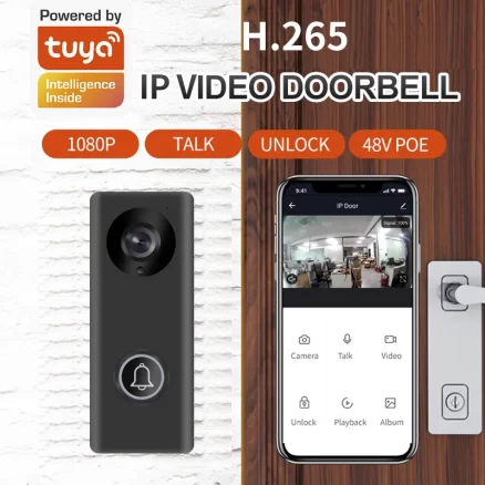 Tuya Smart Life 1080P FHD H.265 IP Audio Video Doorbell 12V DC 48V POE Wired Unlock Lock Door Bell Camera with 140 View Angle - Image 5