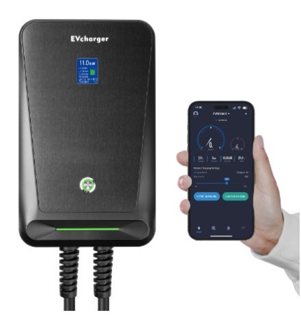 EV Charger Type 2 APP Wifi Control 16A 3 Phase Electric Car Charging Station EVSE Wallbox with 6.1M Cable 11KW 3