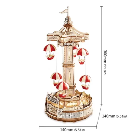 Wooden Parachute Tower DIY Music Box 3D Wooden Puzzle EA01 4