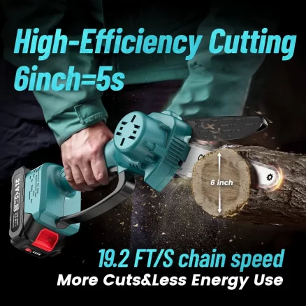 2 in 1 Cordless 8 inch Chainsaw with Pole Saw 6