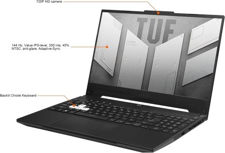 ASUS TUF Dash F15 Gaming Laptop (15.6 inches 144Hz, Intel 12th Gen i7-12650H, 16GB DDR5 RAM, 512GB PCle SSD, Geforce RTX 3070 8GB), Thunderbolt 4, Backlit KB, WiFi 6, IST Cable, Win 11 Home - Black 6