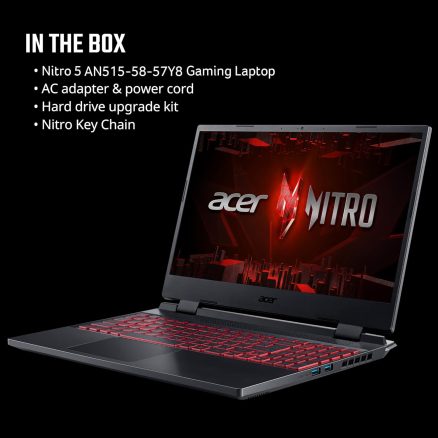 Acer Nitro 5 AN515-58-57Y8 Gaming Laptop | Intel Core i5-12500H | NVIDIA GeForce RTX 3050 Ti Laptop GPU | 15.6" FHD 144Hz IPS Display | 16GB DDR4 | 512GB Gen 4 SSD | Killer Wi-Fi 6 | Backlit Keyboard 16