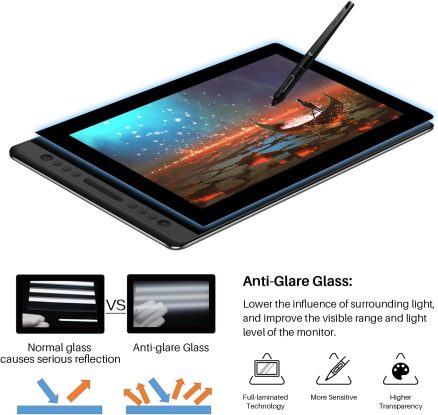 HUION KAMVAS Pro 16 Drawing Tablet with Screen, 15.6 inch Pen Display Anti-Glare Glass 6 Shortcut Keys Adjustable Stand, Graphics Tablet for Drawing, Writing, Design, Work with Windows, Mac and Linux 8