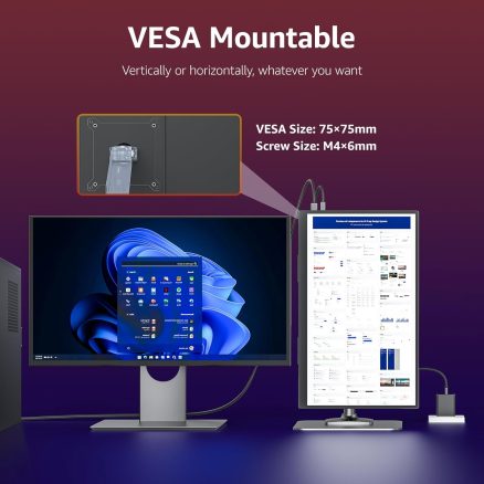 VisionOwl Large Portable Monitor-18.5 Inch Computer Gaming Display 100Hz 120% sRGB FHD 1080P USB-C HDMI IPS Screen for Laptop MacBook Surface PC PS4/PS5 Xbox with Kickstand VESA Mountable Speakers - Image 2