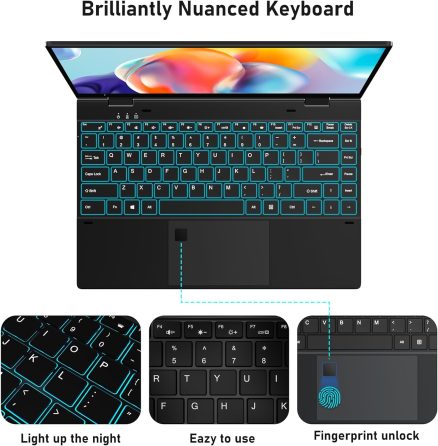 FUNYET Touchscreen Laptop Computer | 14 Inch 2 in 1 Gaming Laptop | Intel Core i7-1265U | 16GB RAM 512GB SSD | 1920 x 1080 | Fingerprint Unlock | Backlit Keyboard | Wi-Fi 6 | BT5.2 | Windows 11 Pro 7