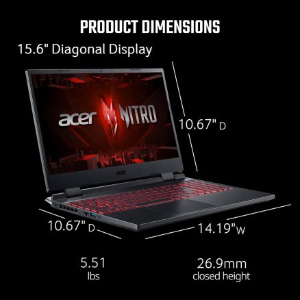 Acer Nitro 5 AN515-58-57Y8 Gaming Laptop | Intel Core i5-12500H | NVIDIA GeForce RTX 3050 Ti Laptop GPU | 15.6" FHD 144Hz IPS Display | 16GB DDR4 | 512GB Gen 4 SSD | Killer Wi-Fi 6 | Backlit Keyboard 7