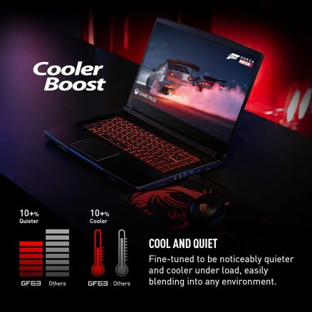 MSI Thin GF63 15.6" 144Hz Gaming Laptop: 12th Gen Intel Core i7, NVIDIA GeForce RTX 4050, 16GB DDR4, 512GB NVMe SSD, Type-C, Cooler Boost 5, Win11 Home: Black 12VE-066US 5