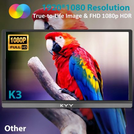 KYY Portable Monitor 15.6inch 1080P FHD USB-C, HDMI Computer Display HDR IPS Gaming Monitor w/Premium Smart Cover & Screen Protector, Speakers, for Laptop PC MAC Phone PS4 Xbox Switch 10