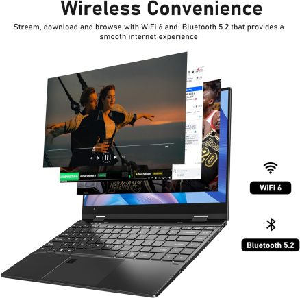 FUNYET Touchscreen Laptop Computer | 14 Inch 2 in 1 Gaming Laptop | Intel Core i7-1265U | 16GB RAM 512GB SSD | 1920 x 1080 | Fingerprint Unlock | Backlit Keyboard | Wi-Fi 6 | BT5.2 | Windows 11 Pro 6