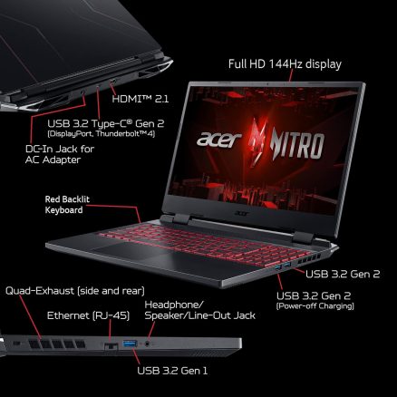 Acer Nitro 5 AN515-58-57Y8 Gaming Laptop | Intel Core i5-12500H | NVIDIA GeForce RTX 3050 Ti Laptop GPU | 15.6" FHD 144Hz IPS Display | 16GB DDR4 | 512GB Gen 4 SSD | Killer Wi-Fi 6 | Backlit Keyboard 9