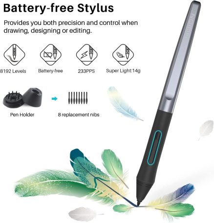 HUION Inspiroy H1060P Graphics Drawing Tablet with 8192 Pressure Sensitivity Battery-Free Stylus and 12 Customized Hot Keys, 10 x 6.25 inches Digital Art Tablet for Mac, Windows PC and Android 9