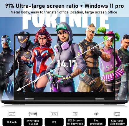 FUNYET Touchscreen Laptop Computer | 14 Inch 2 in 1 Gaming Laptop | Intel Core i7-1265U | 16GB RAM 512GB SSD | 1920 x 1080 | Fingerprint Unlock | Backlit Keyboard | Wi-Fi 6 | BT5.2 | Windows 11 Pro 9