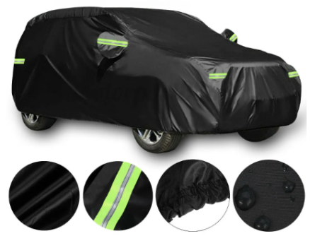 Universal SUV/Sedan Full Car Covers Outdoor Waterproof Sun Rain Snow Protection UV Car Zipper Design Black Car Case Cover M-XXL 1